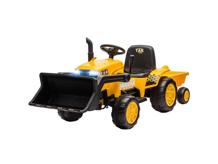 Aiyaplay Kinder-Elektro-Bagger mit Anhänger 12V mit Fernbedienung, Gelb, Kunststoff, 58x58.5x158 cm, unisex, Freizeit & Co, Gartenspielzeug, Kinder-Elektrofahrzeuge