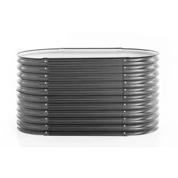 POWERTEC GARDEN Oval Hochbeet L -  Stahl -  ca. 160 x 80 x 81 cm - Anthrazit