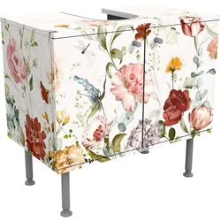 WASCHBECKENUNTERSCHRANK Rankende Blumen Aquarell 60/55/35 cm
