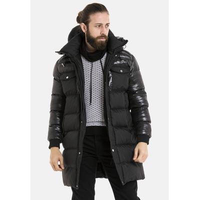Winterjacke CIPO & BAXX "Jacke", Herren, Gr. L, schwarz, Stoff, 100% Polyester, unifarben, regular fit normal, Jacken Winterjacke, mit Kapuze