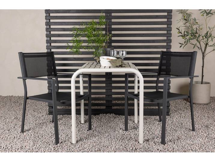 Garten Cafegruppe Florenz – 3-teiliges Gartenmöbel-Set in Beige-Schwarz - Beige-Schwarz - Luxusbetten24