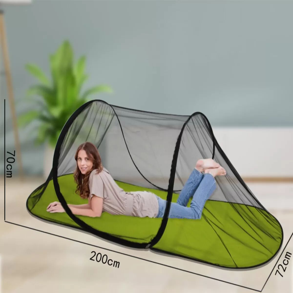INF Faltbares Pop-up-Moskitonetz – Bootsförmiges tragbares Bettzelt mit Fiberglasgestänge, hochdichtem Nylonnetz & 210D Dunkelgrün