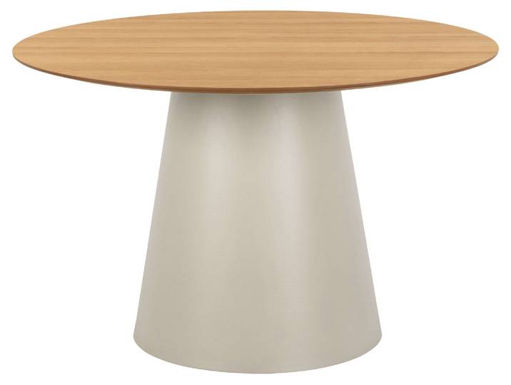 Esstisch ACTONA GROUP Soli , grau (hellgrau, hellgrau, natur), B:120cm H:75cm T:120cm, Tische, Esstisch, Rund Esstisch, Tischplatte matt Eiche, Säule Gestell grau, Ø120x75cm