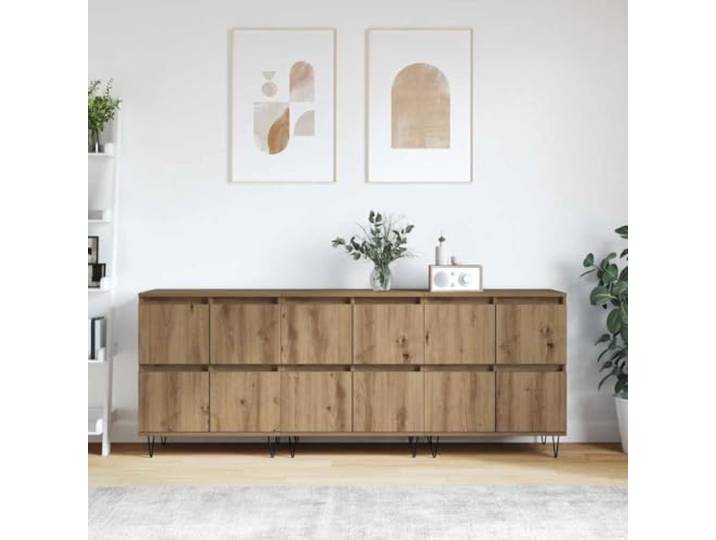 HEFZGDB Klassische Sideboards 3 STK. Sonoma-Eiche Holzwerkstoff mit zeitlosem Design bieten viel Stauraum und Organisationsmöglichkeiten zur Aufbewahrung und Präsentation von Deko