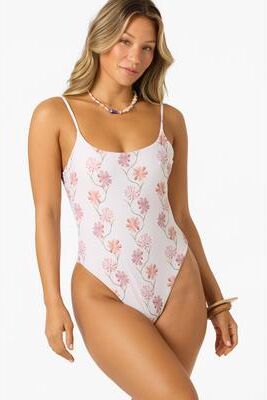 O'Neill s Ivy Floral Marine One-Piece in Tofu, Size Large, Elastane/Polyamide