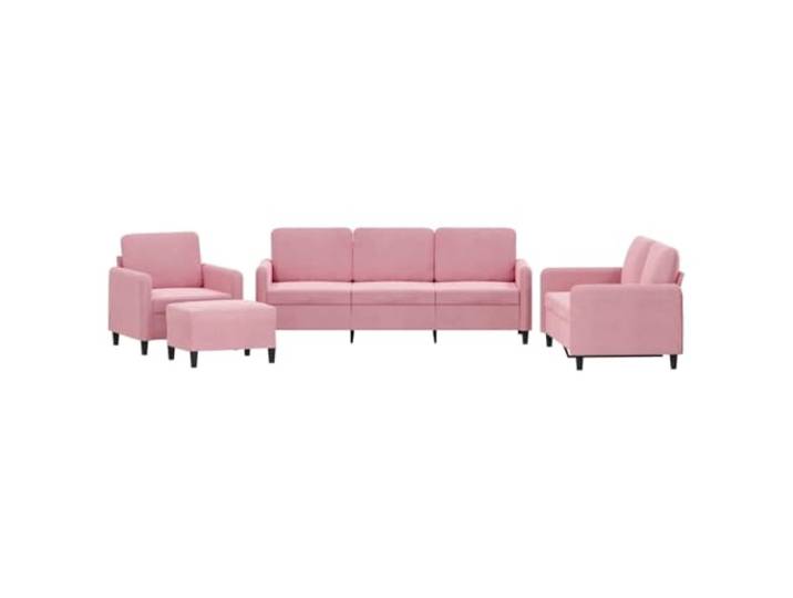 Coespram 4-tlg. Sofagarnitur Rosa Samt Couch Set mit Hocker Elegante Sitzgruppe mit weicher Polsterung und Ottomane für gemütliche Entspannung im Wohnzimmer oder Gästezimmer.