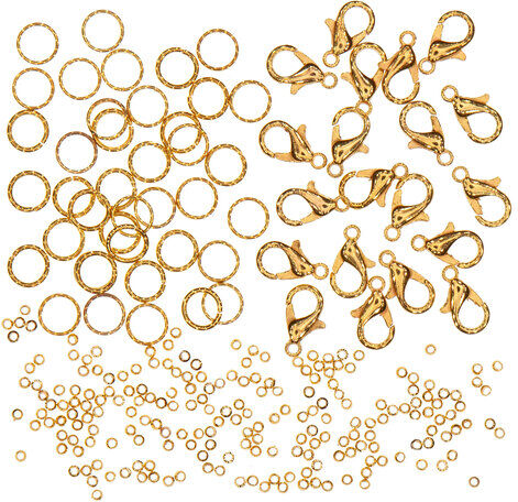 Großpack Verschluss- und Quetschperlen, gold