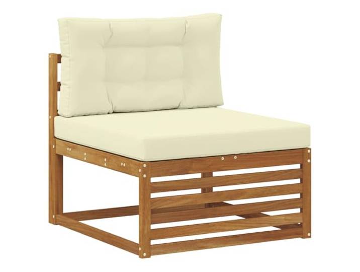 KTHLBRH Modulares Sofa-Set, 6-teilig, Akazienholz Rückenlehne mit Lattenrost, abnehmbare Kissen, für Garten, Terrasse, Pool