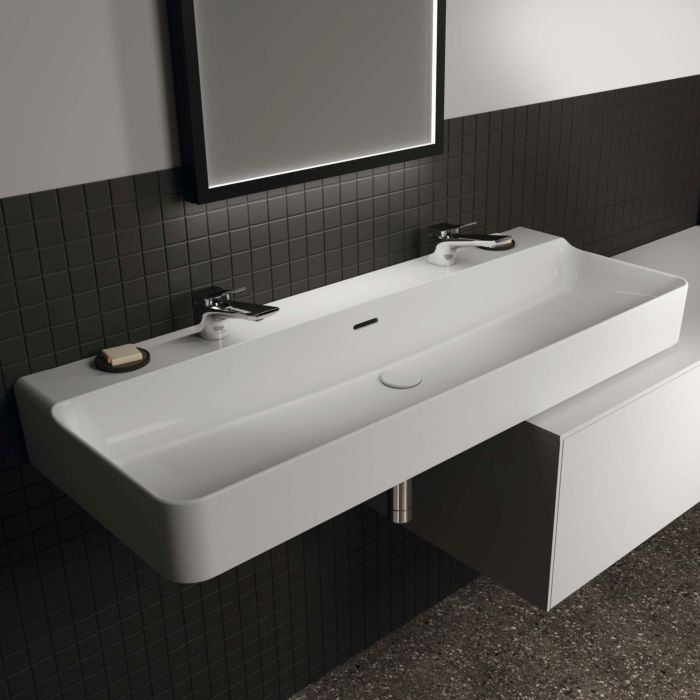 Ideal Standard Waschtisch T3803MA 1200x450x165mm, mit 2 Hahnlöcher und Überlauf, weiß Ideal Plus