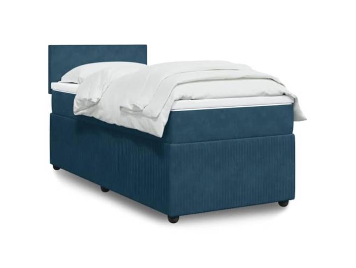 RJPLMFV Lattenrost mit Matratze, Velours, Blau, 90 x 200 cm Individuelle Taschenfedern, abnehmbarer Bezug, waschbar, individuelle Unterstützung