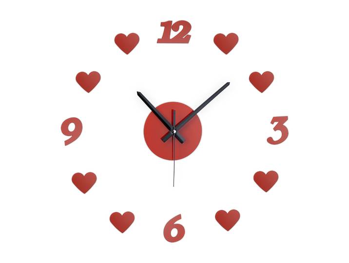 DIY Wanduhr Herzen Rot-Schwarz