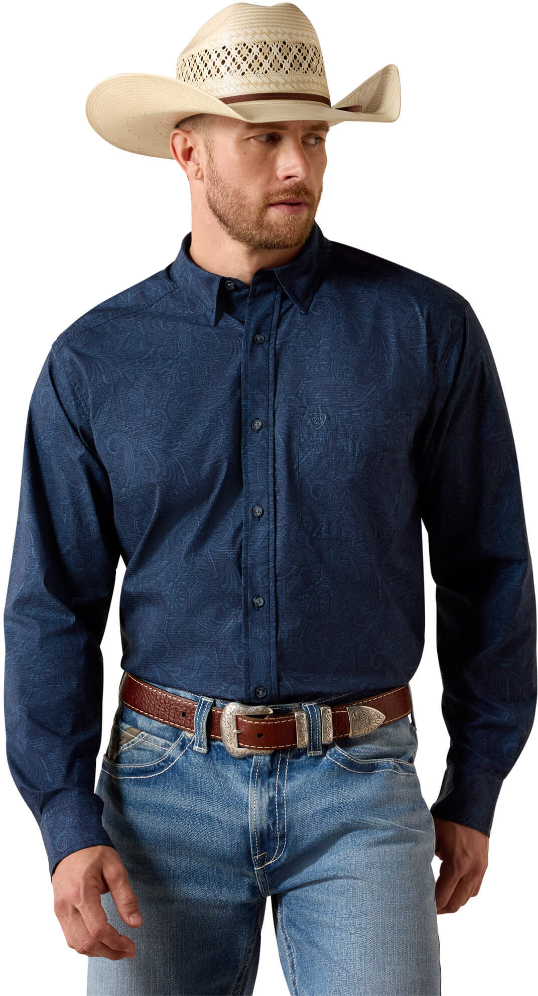 Men's Printed 360 Airflow Classic Fit Shirt in Navy, Size: Small by Ariat