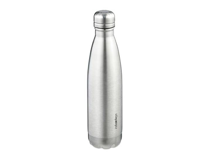Relaxdays Gourde de 500 ml\, acier inoxydable\, étanche\, pour boissons chaudes et froides\, extérieur\, argentée