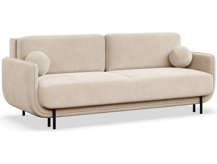 Selsey Ovals – 3-Sitzer Schlafsofa mit Samt, Hellbeige