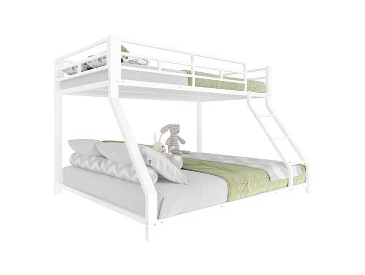 Komhtom Etagenbett 90x200cm +140x200cm in Weiß Metall, Mode, 140x200 cm, Babymöbel & Kindermöbel, Kinderzimmer & Jugendzimmer, Stockbetten