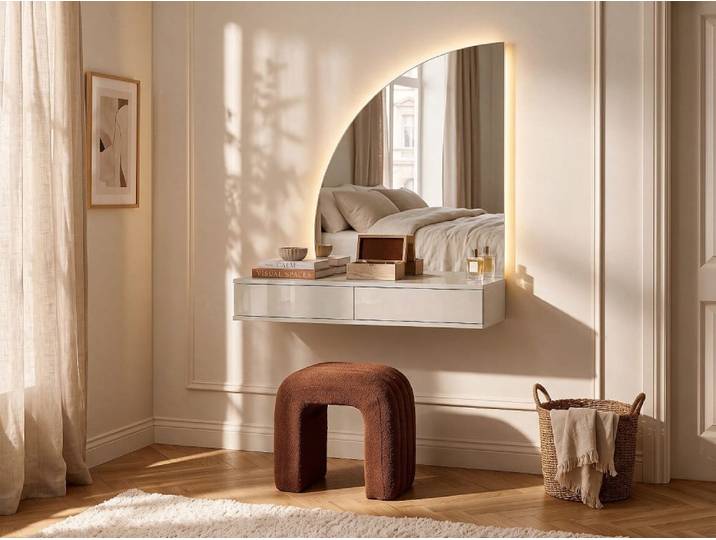 Meuble coiffeuse panneau de particule beige