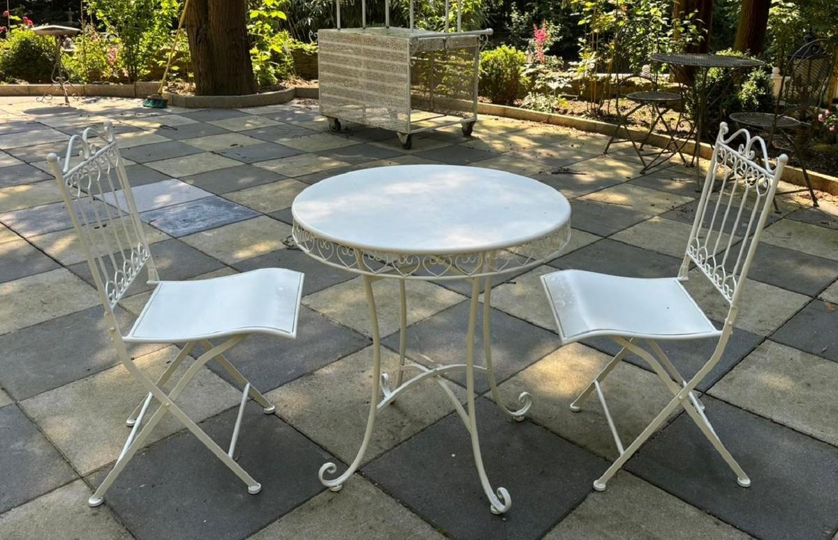 Casa Padrino Jugendstil Metall Garten Möbel Set Weiß - Barock & Jugendstil Garten Möbel