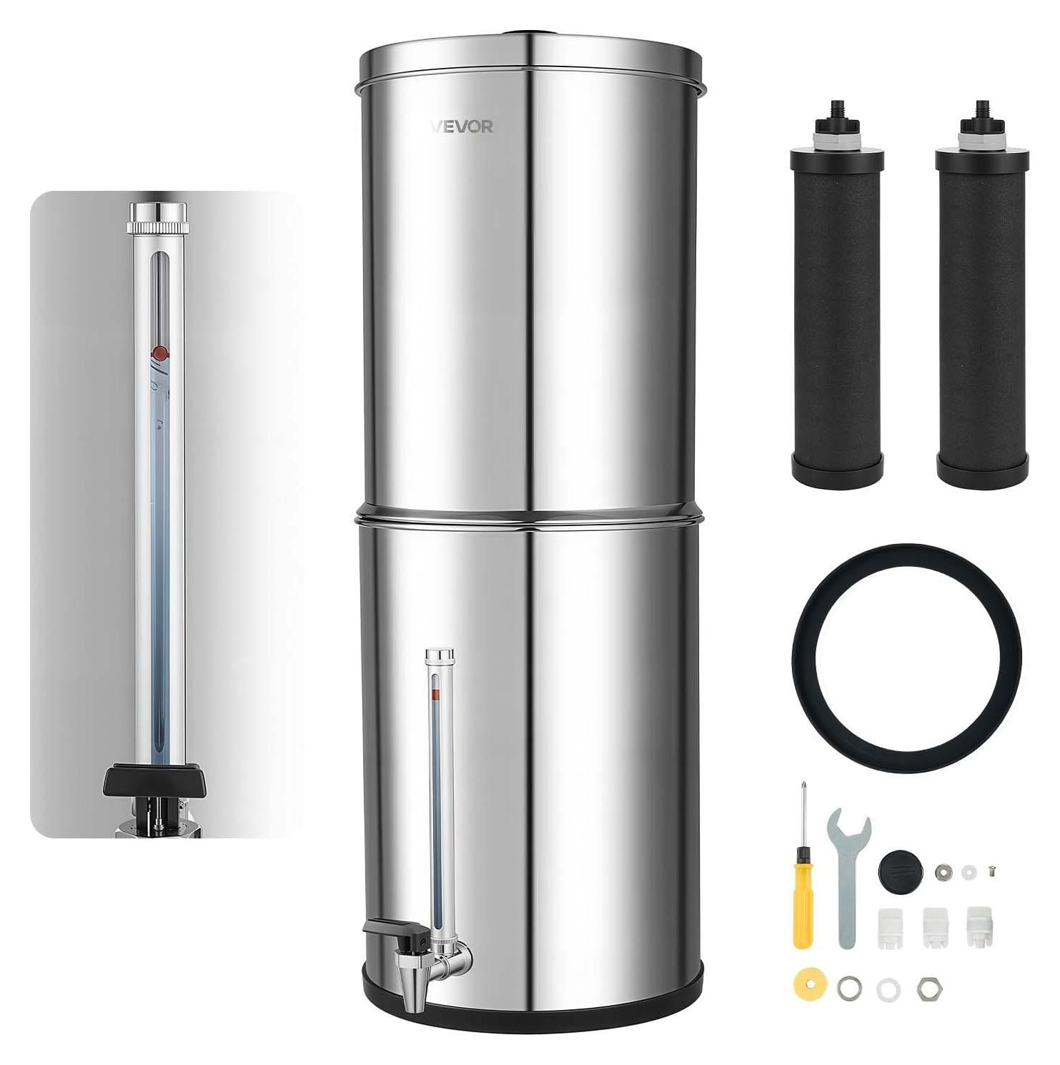 VEVOR Gravity Waterfiltersysteem, 12,3 l, zilver, roestvrij staal