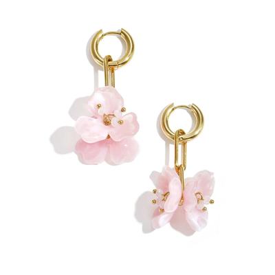 Paar Ohrhänger ADELIA´S "LIVAYA", Damen, Gr. Damen, Edelstahl, rosa, Ohrringe, Die Blumenanhänger setzen modisch Akzente