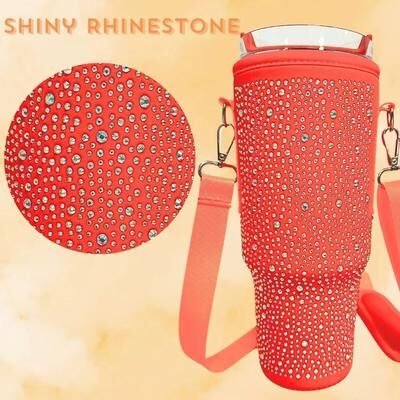 Inspired Finds GlamGuard Rhinestone Lanyard Carrier For Stanley 40 Oz orangeccase