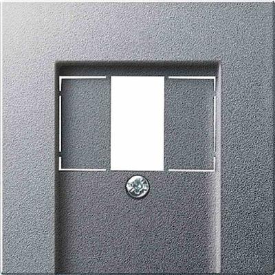 Gira System 55 Zentralplatte, USB/TAE, 1f, aluminium, Befestigung mit Schraube, ohne Beschriftungsfeld, 27626