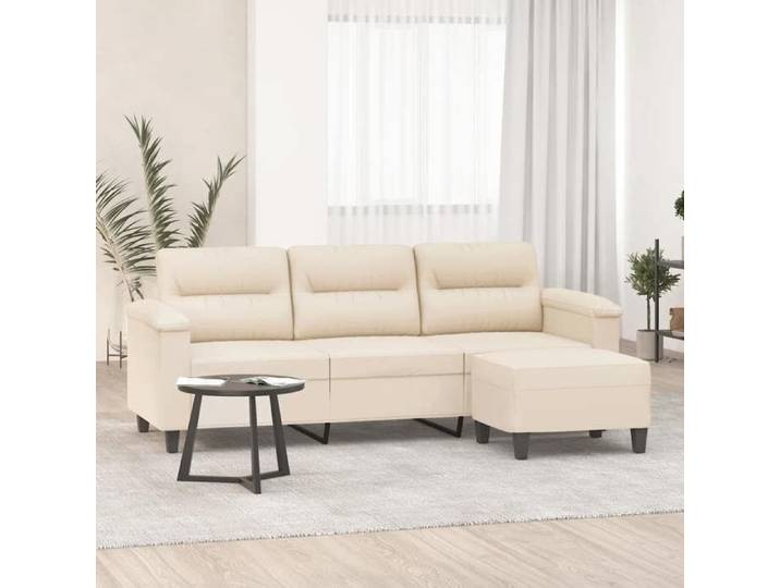 Canapé 3 places avec repose-pieds Beige 180 cm Tissu microfibre canapé canapé avec repose-pieds canapé trois 3201236