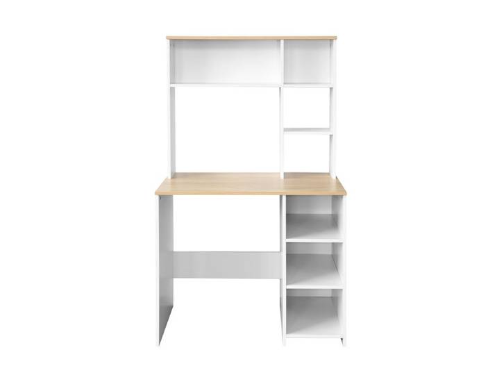 Bureau avec rangements RACHEL imitation chêne et blanc