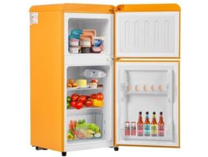 Réfrigérateur - LANGTU - Mini rétro 60 L - Jaune - 2 portes - Classe F