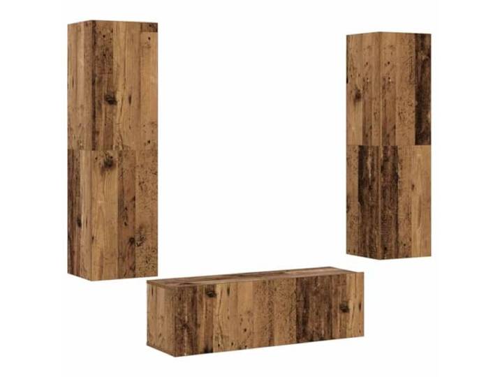 Kaorsrow TV-Wandschrank 3er Set Hängeboard Altholz-Optik Holzwerkstoff Moderne Hängeschränke fürs Wohnzimmer: Flexibler Stauraum mit wechselbarem Türanschlag für aufgeräumten Wohnraum.