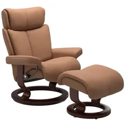 Stressless Sessel mit Hocker Magic Classic Leder Braun Batick Latte M (Medium)