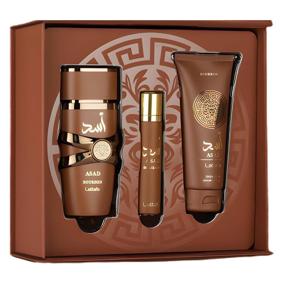 Lattafa 3p Giftset Asad Bourbon (Parfum Set) (6290362349396)