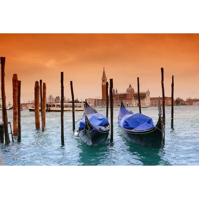 Fototapete PAPERMOON "Boote in Venedig", bunt, B:5m L:2,8m, Vlies, Tapeten