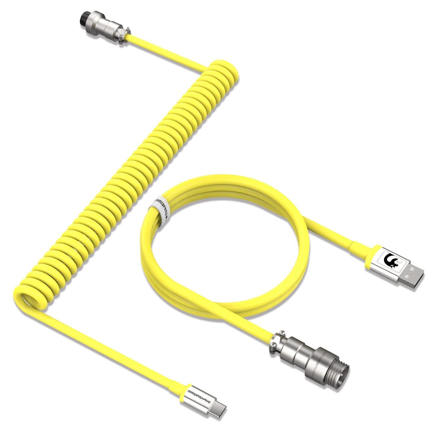 Selius Opgerolde Toetsenbord USB-C Kabel met 8000Hz Polling - Geel