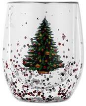 Inspire Daily Merch Beautiful Double Wall Christmas Themed Glass Mug Heat Resistant Cup For Coffee Water Ideal Bar Drinkware Christmas Gift white 300ml