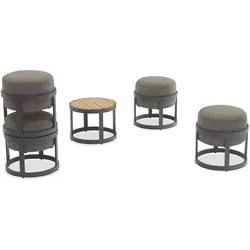 Totem Hocker Set + Coffee Table für den Garten Kohle