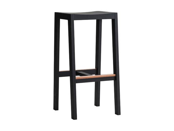 Vaarnii Tabouret de bar 016 Maasto Bar Stool Pin de sapin teinté noir, 75 cm