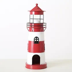 Kerzenlaterne Leuchtturm H.42 Ø.15 cm rot schwarz weiß Stückpreis