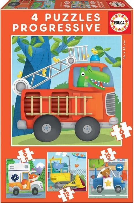 Educa Progressieve puzzel met wilde dieren, 6-16 stukjes, meerkleurig, educatief speelgoed voor kinderen