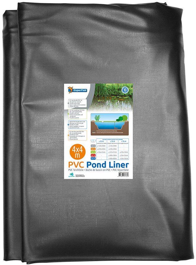 SUPERFISH TELO PVC NERO ATOSSICO ANTI UV LAGHETTO GIARDINO SPESSORE 0,5 MM 4X4 M