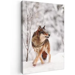 LEINWANDBILD Wolf - Winter - Schnee - Natur - Tiere Deko Groß 90x140 cm