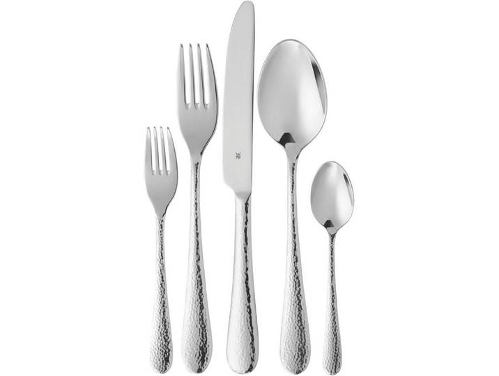 WMF Besteck-Set Sitello (60-tlg), 12 Personen, Cromargan® Edelstahl Rostfrei 18/10, geschmiedete Messer, farbecht, Wellenschliff, spülmaschinenfest