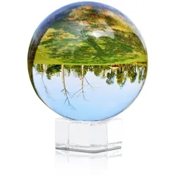 Intirilife Glaskugel mit Ständer in KRISTALL KLAR 80 mm - Kristallkugel mit Glasständer perfekt geeignet für Fotografie