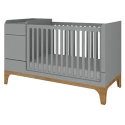 GITTERBETT 70/120 Grau und Holz