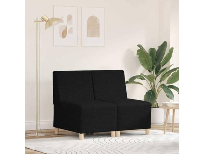 ZQQLVOO Modulares Sofa ohne Armlehnen 2 Stück Schwarz Stoff Atmungsaktiver Polyester, Sperrholzrahmen, Metallbeine, vielseitig kombinierbar