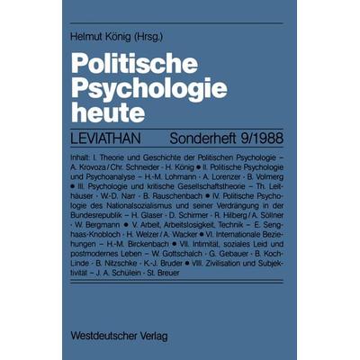 Politische Psychologie heute, Taschenbuch von , VS Verlag für Sozialwissenschaften, 978-3-531-11932-8