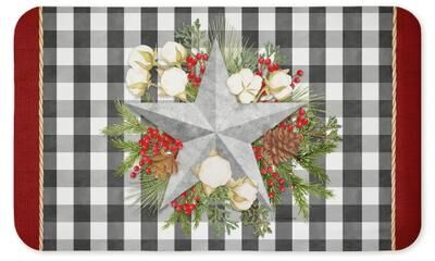 "Stupell Gingham & Floral Star Shape Printed Anti-Fatigue Floor Mat, design by Nicole Tamarin, 30""x18"""