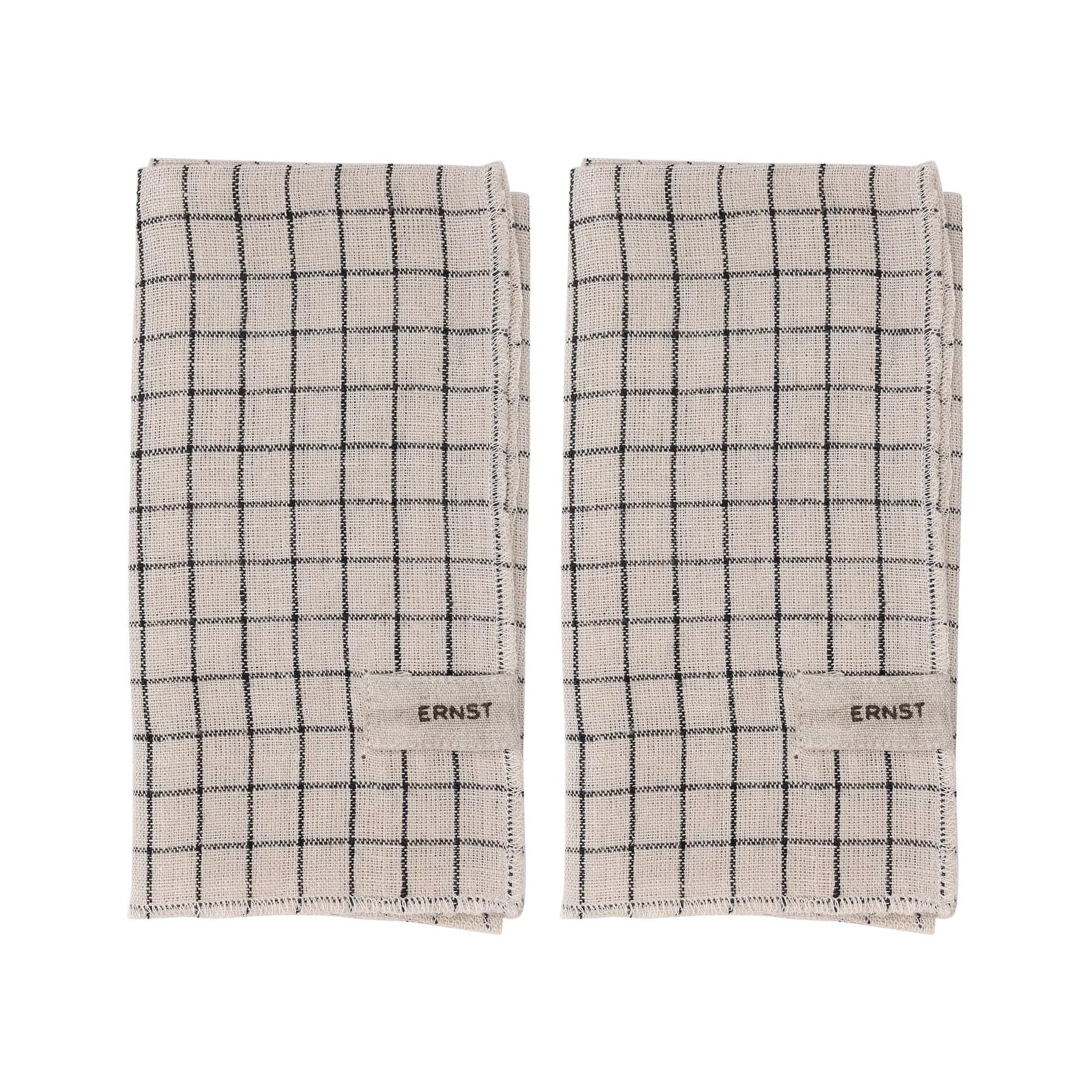 ERNST Servetten 2-pack geruit Zwart-beige 40x40 cm