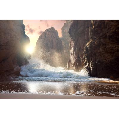 Fototapete PAPERMOON "Felsen und Wellen", bunt, B:4,5m L:2,8m, Vlies, Tapeten