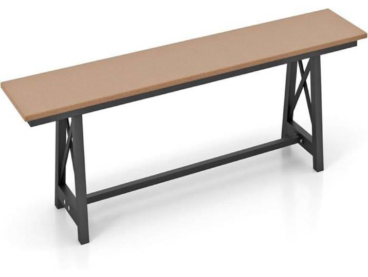 GOPLUS Banc de Jardin pour 3-4 Personnes sans Dossier en HDPE - Banc Extérieur pour Jardin/Porche/Parc Gris