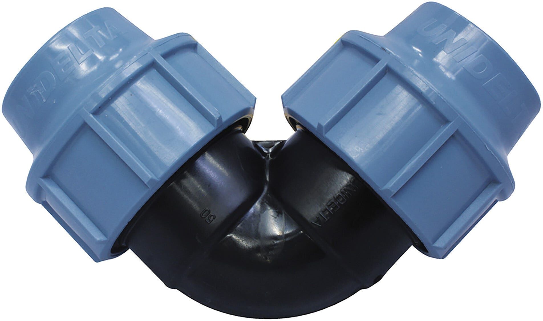 Unidelta RACCORDO A COMPRESSIONE TUBO POLIETILENE GOMITO 90° Ø 50x50 mm